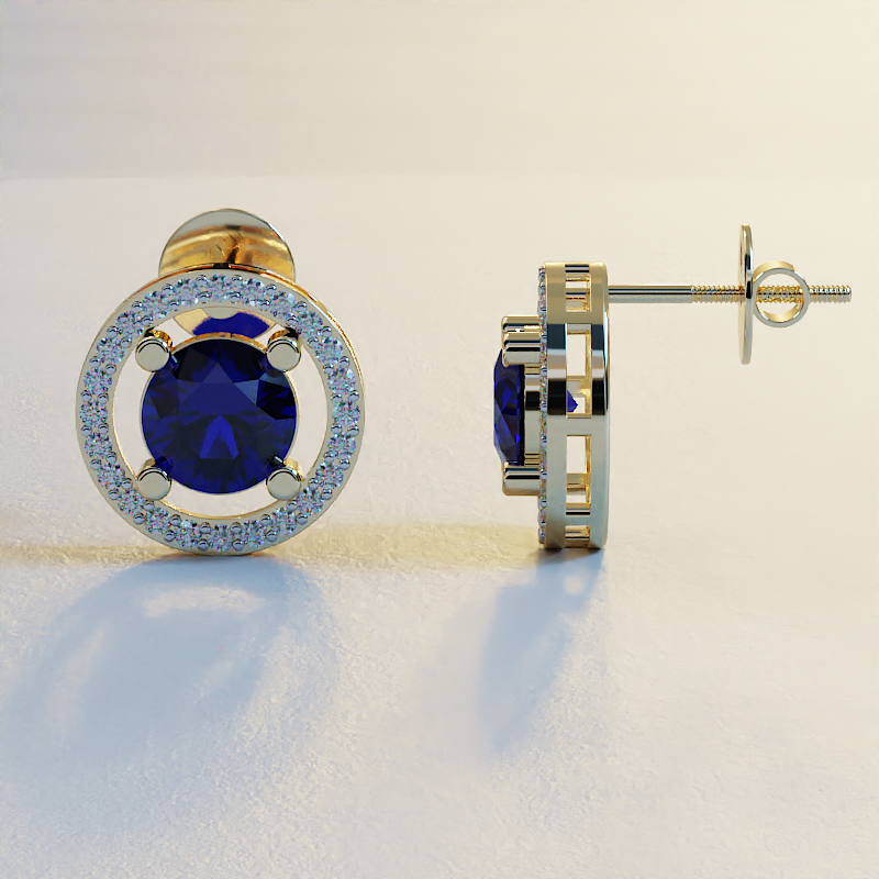 Blue Sapphire Stud Earrings in 925 Sterling Silver | Ava Valora