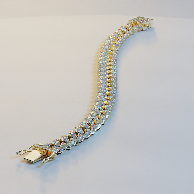 Sterling Silver Cuban Bracelet | 784-Stone Pave | Ava Valora