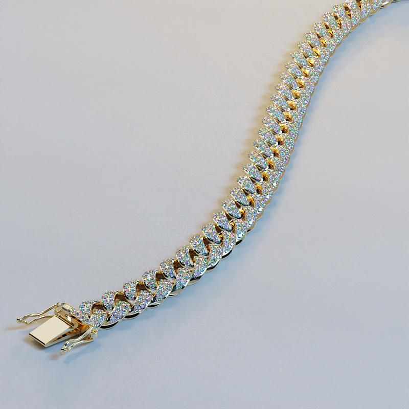 Sterling Silver Cuban Bracelet | 784-Stone Pave | Ava Valora