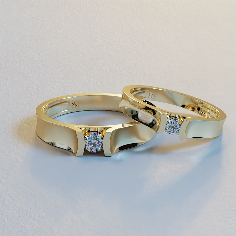 AVA VALORA - 925 Sterling Silver Couple Rings – Modern Open-Bridge Matching Wedding Bands