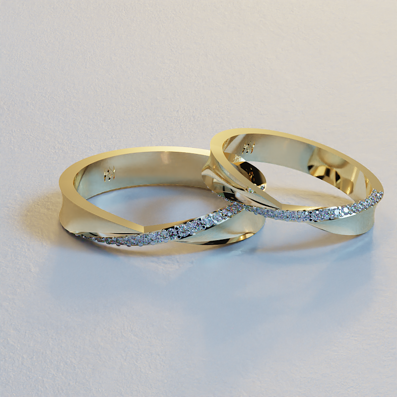 AVA VALORA 925 Sterling Silver Couple Rings – Twisted Infinity Matching Wedding Bands with Pavé Stones