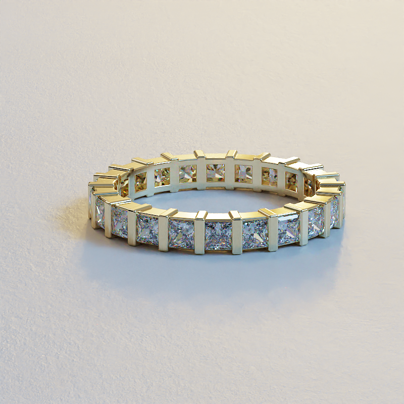 AVA VALORA 925 Sterling Silver Princess-Cut Eternity Ring – Sparkling Stone Band in Gold, Silver & Rose Gold Finish