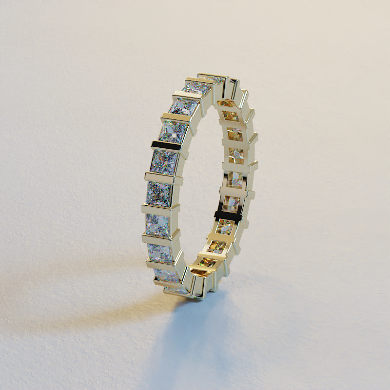 AVA VALORA 925 Sterling Silver Princess-Cut Eternity Ring – Sparkling Stone Band in Gold, Silver & Rose Gold Finish