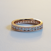 AVA VALORA - 925 Sterling Silver Channel-Set Eternity Ring – Sparkling Round-Cut Stone Band in Gold, Silver & Rose Gold Finish