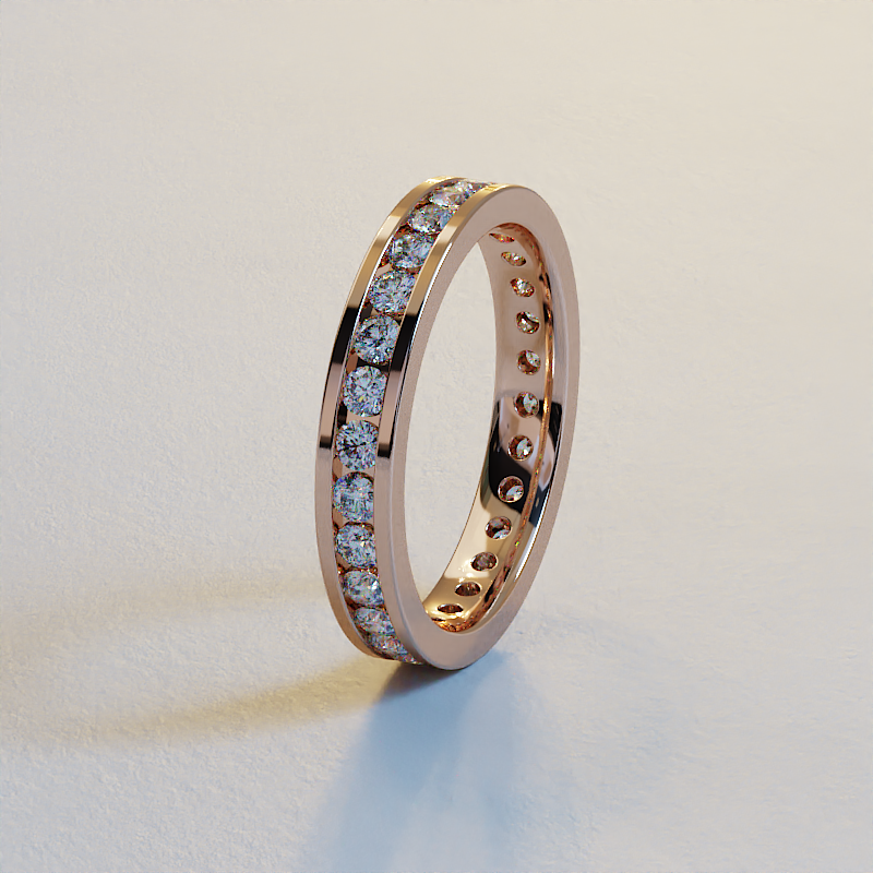 AVA VALORA - 925 Sterling Silver Channel-Set Eternity Ring – Sparkling Round-Cut Stone Band in Gold, Silver & Rose Gold Finish