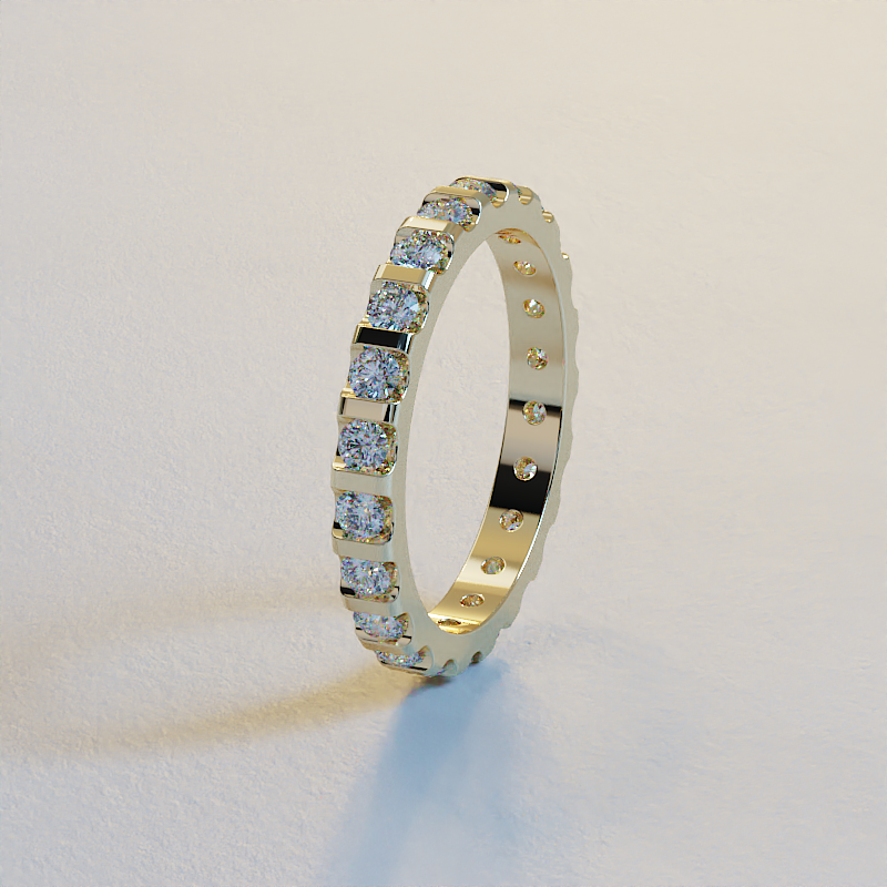 AVA VALORA - 925 Sterling Silver Shared-Prong Eternity Ring – Round-Cut Sparkling Stone Band in Gold, Silver & Rose Gold Finish