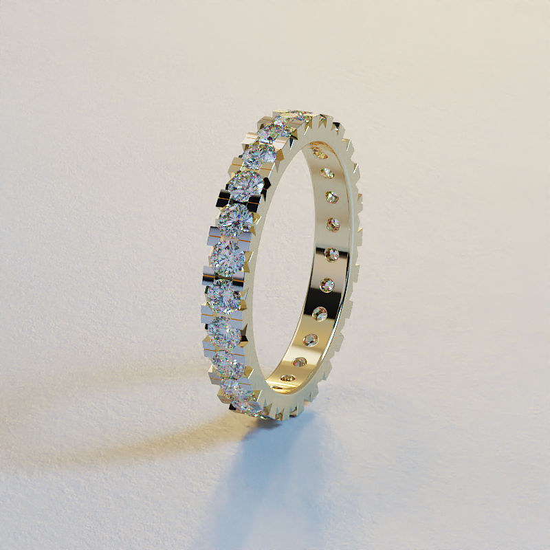 AVA VALORA - 925 Sterling Silver Bezel-Edge Eternity Ring – Round-Cut Sparkling Stone Band in Gold, Silver & Rose Gold Finish