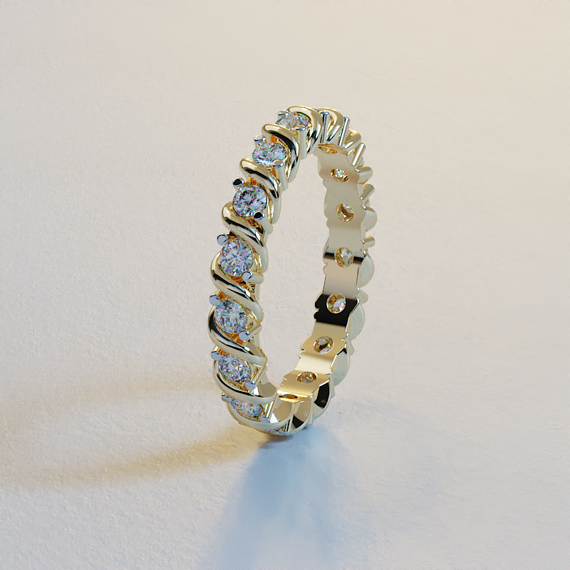 AVA VALORA - 925 Sterling Silver Twisted Prong Eternity Ring – Round-Cut Sparkling Stone Band in Gold, Silver & Rose Gold Finish