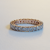 AVA VALORA - 925 Sterling Silver Classic Prong-Set Eternity Ring – Round-Cut Sparkling Stone Band in Gold, Silver & Rose Gold Finish
