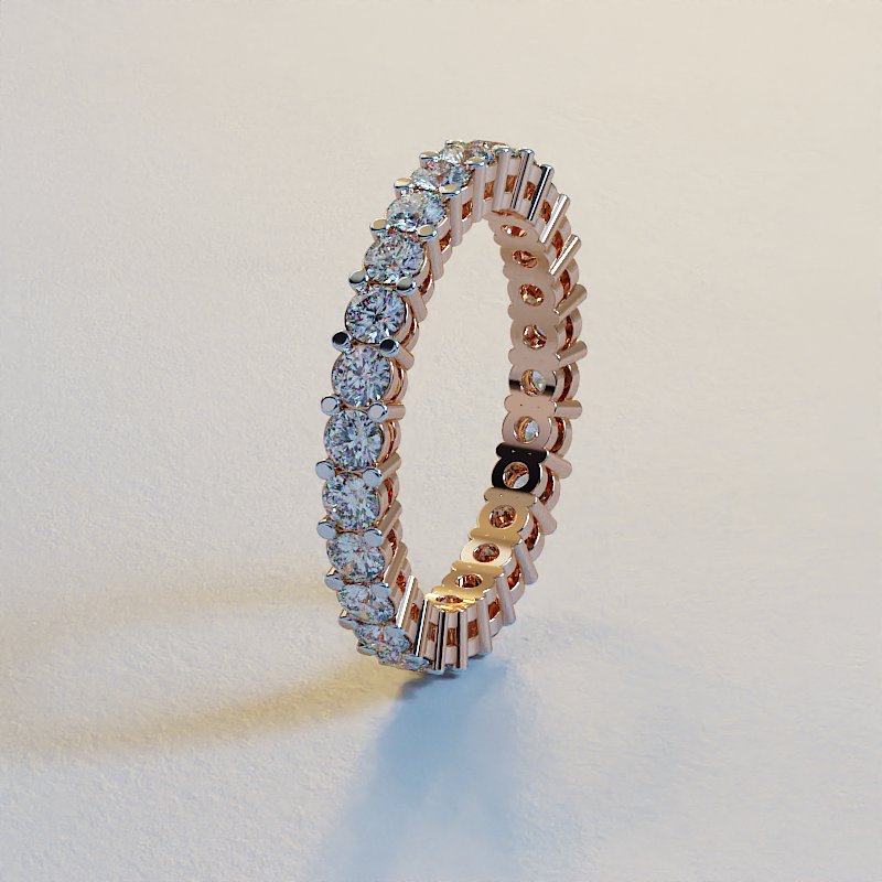 AVA VALORA - 925 Sterling Silver Classic Prong-Set Eternity Ring – Round-Cut Sparkling Stone Band in Gold, Silver & Rose Gold Finish