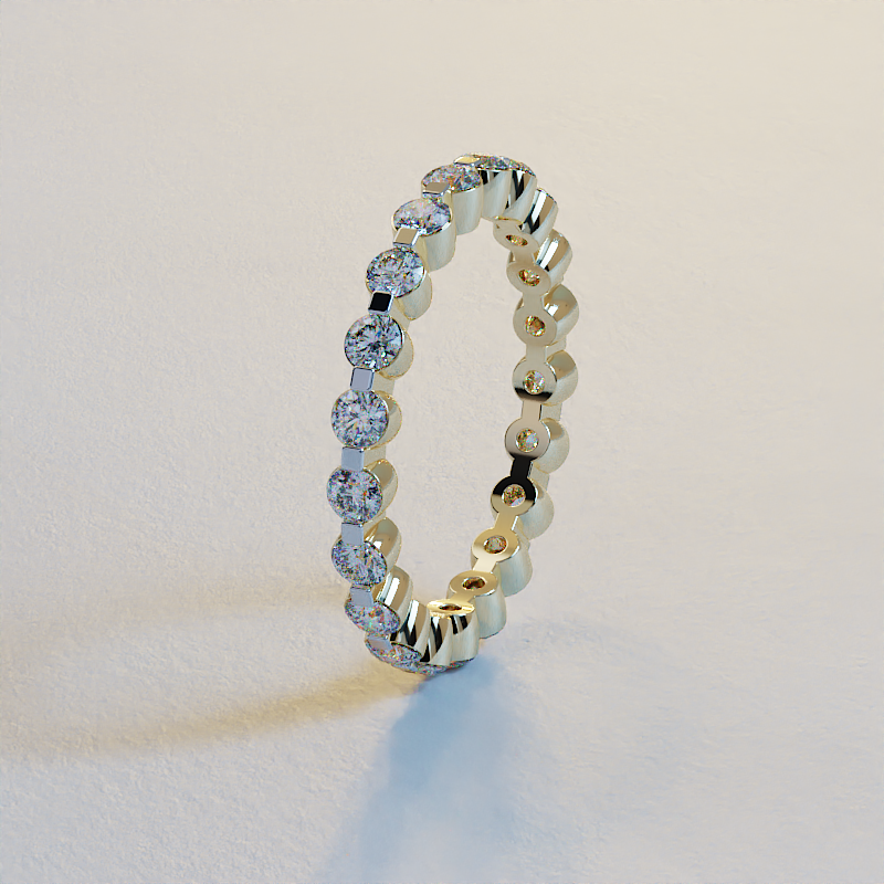 AVA VALORA - 925 Sterling Silver Floating Circle Eternity Ring – Round-Cut Sparkling Stone Band in Gold, Silver & Rose Gold Finish