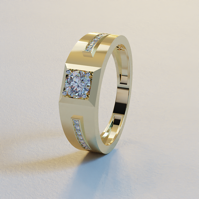 AVA VALORA - 925 Sterling Silver Titan Crest™ Men's Solitaire CZ Ring – Gold & Silver Finish | Luxury Statement Ring for Men