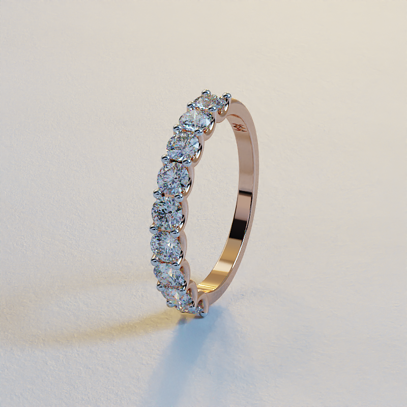 AVA VALORA - 925 Sterling Silver Adjustable Half Eternity Ring with Brilliant Round Stones – Gold, Silver & Rose Gold Finish