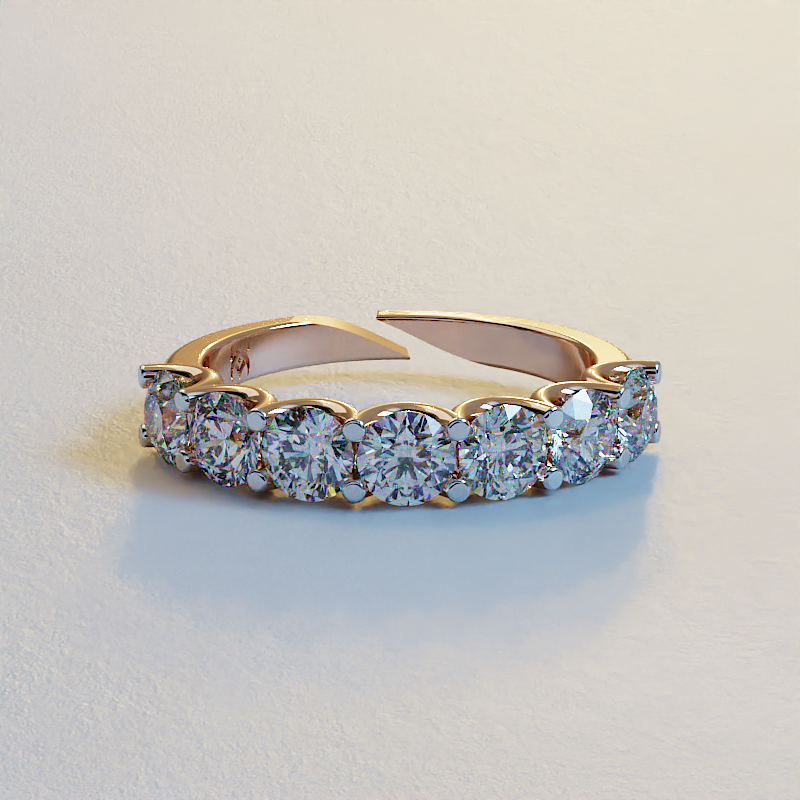 AVA VALORA - 925 Sterling Silver Adjustable Round Cut CZ Half Eternity Ring for Women – Gold, Silver & Rose Gold Finish