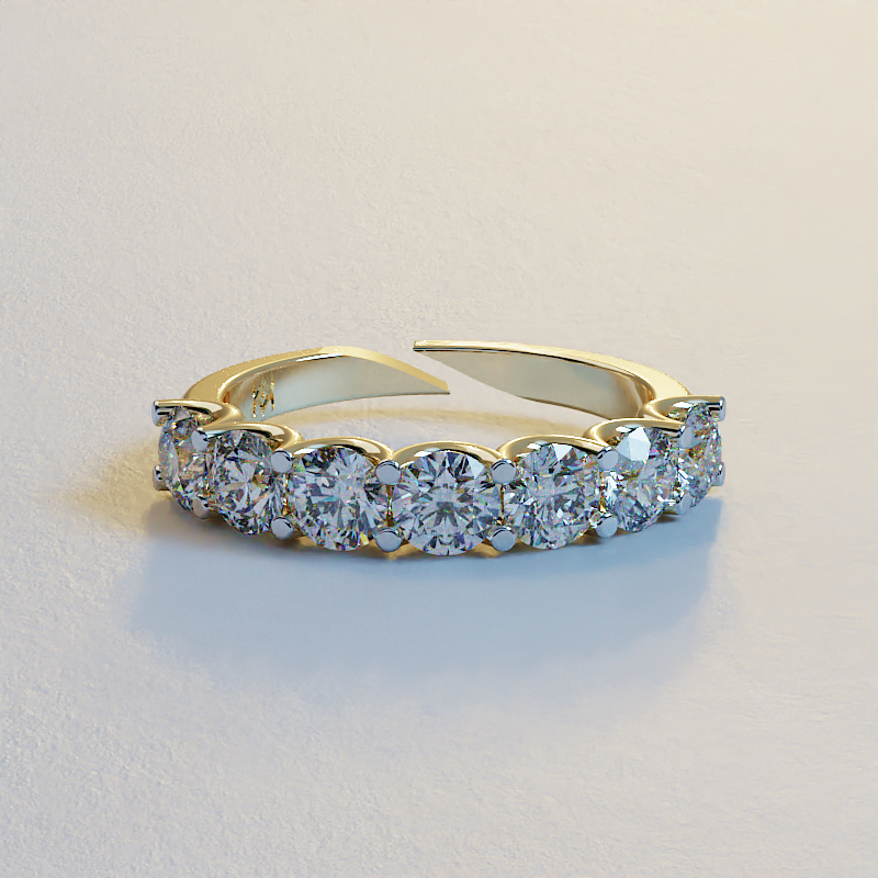 AVA VALORA - 925 Sterling Silver Adjustable Round Cut CZ Half Eternity Ring for Women – Gold, Silver & Rose Gold Finish