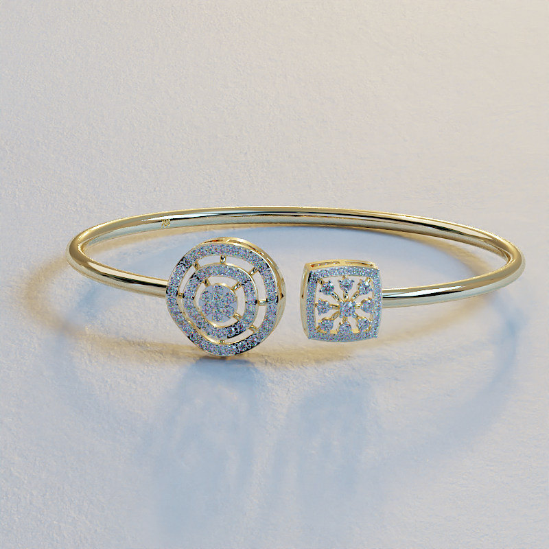 Open Cuff Bangle | Geometric CZ Open Cuff | Ava Valora