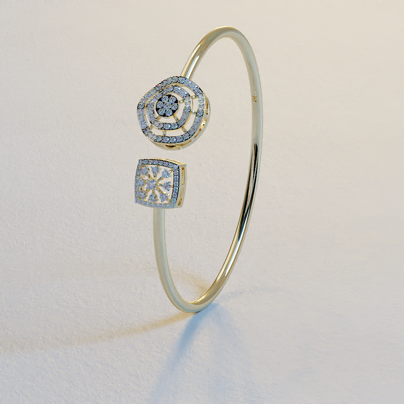 Open Cuff Bangle | Geometric CZ Open Cuff | Ava Valora