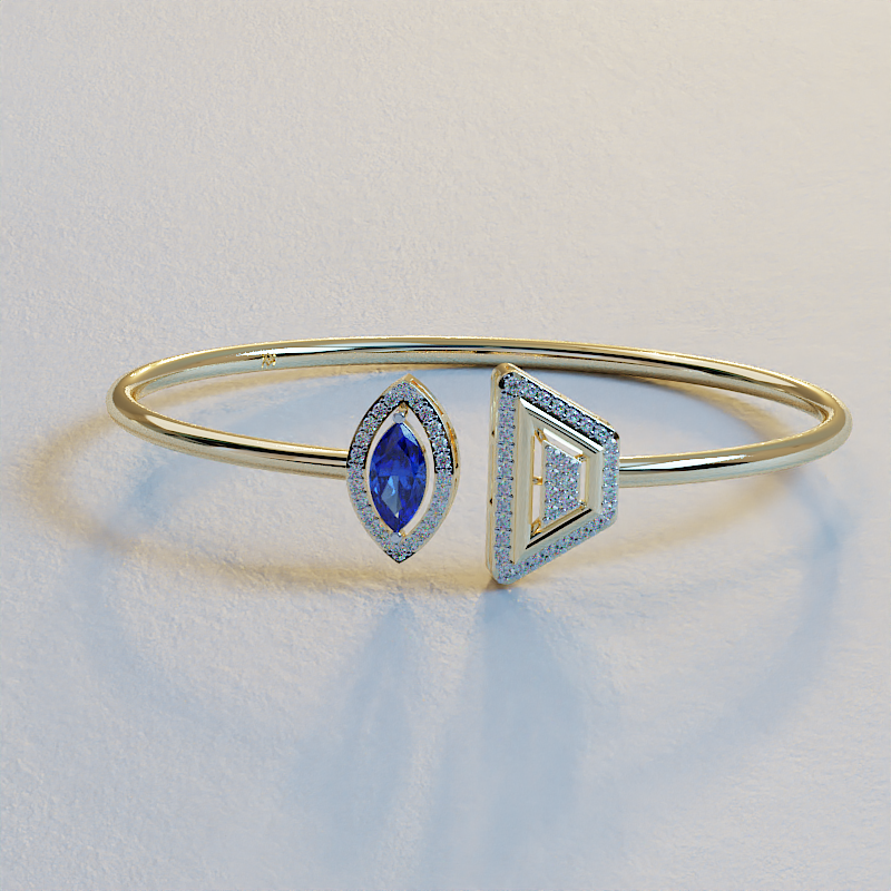Blue and Gold Bracelet | Blue CZ Bangle | Ava Valora