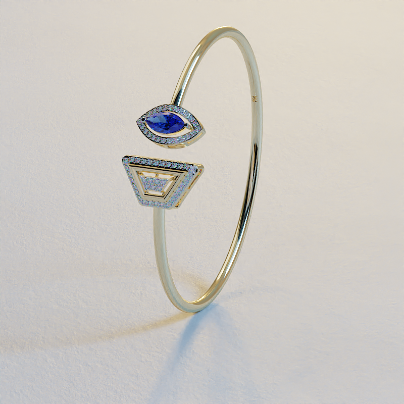 Blue and Gold Bracelet | Blue CZ Bangle | Ava Valora
