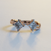 AVA VALORA - 925 Sterling Silver Twin Radiance Toi et Moi Adjustable Ring for Women – Dual Princess Cut CZ Ring in Gold, Silver & Rose Gold