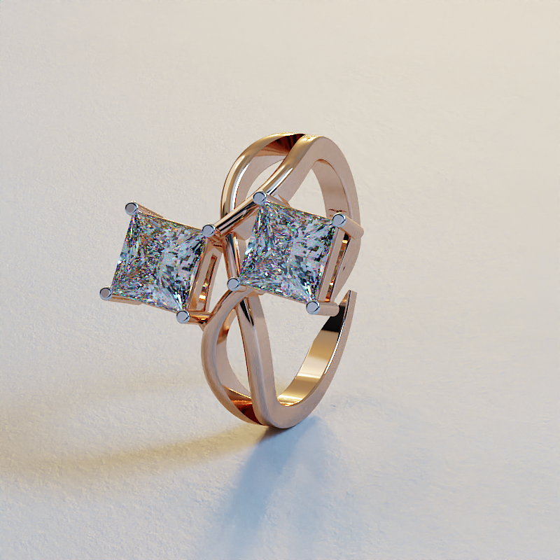 AVA VALORA - 925 Sterling Silver Celestia Duo Princess Toi et Moi Adjustable Ring – Dual Princess-Cut CZ Stones | Gold, Silver & Rose Gold