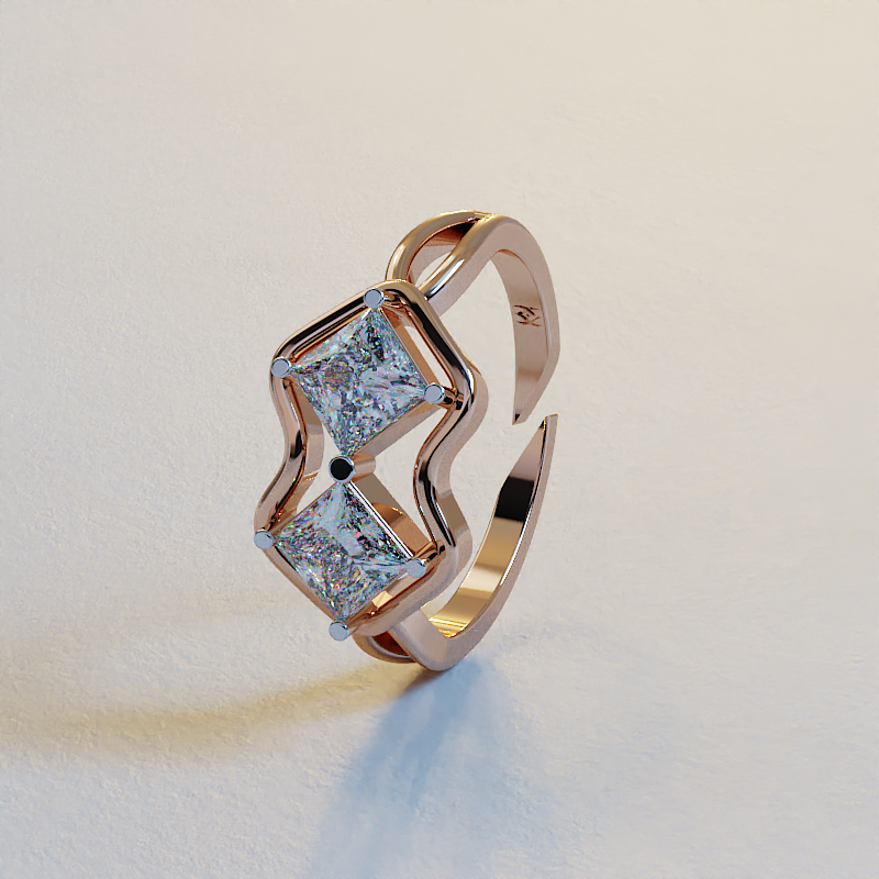 AVA VALORA - 925 Sterling Silver Infinity Duo Princess Toi et Moi Adjustable Ring – Dual Princess-Cut CZ | Gold, Silver & Rose Gold