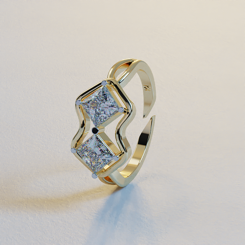 AVA VALORA - 925 Sterling Silver Infinity Duo Princess Toi et Moi Adjustable Ring – Dual Princess-Cut CZ | Gold, Silver & Rose Gold