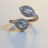 AVA VALORA - 925 Sterling Silver Eterna Bloom Halo Toi et Moi Adjustable Ring – Pear & Marquise Halo CZ Design | Gold, Silver & Rose Gold