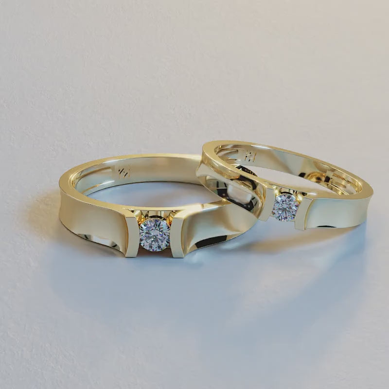 AVA VALORA - 925 Sterling Silver Couple Rings – Modern Open-Bridge Matching Wedding Bands