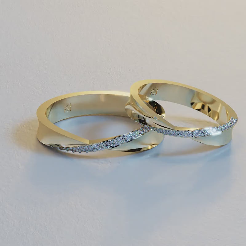 AVA VALORA - 925 Sterling Silver Couple Rings – Matching Square-Cut Stone Wedding Bands